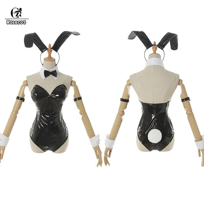 Sakurajima Mai Costume Sexy Bunny Cosplay  Leather Jumpsuit