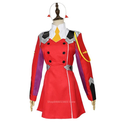 Zero Two Cosplay Costume DARLING In The FRANXX  Dress Uniform Set Headwear Wig