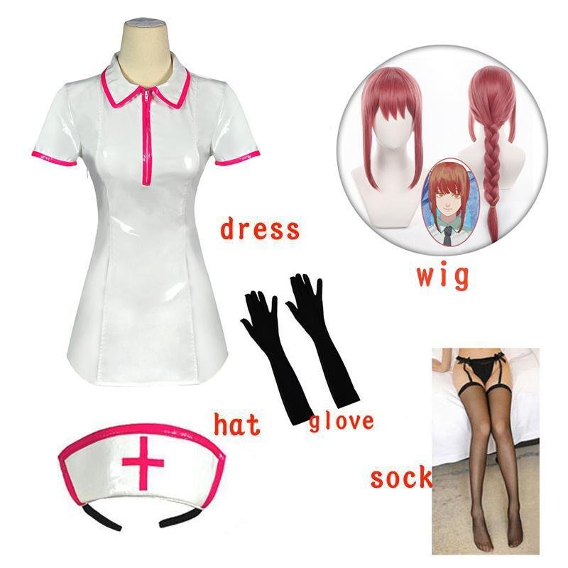 Chainsaw Man Makima Cosplay Sexy Nurse Artificial PU Leather Dress - YouNameIt Anime