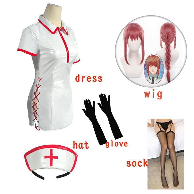 Chainsaw Man Makima Cosplay Sexy Nurse Artificial PU Leather Dress - YouNameIt Anime