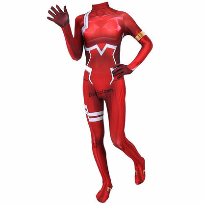 Darling In The franxx 02 Zero Two Cosplay Costume+Wig 3D Printing Bodysuit Zentai Suit - YouNameIt Anime