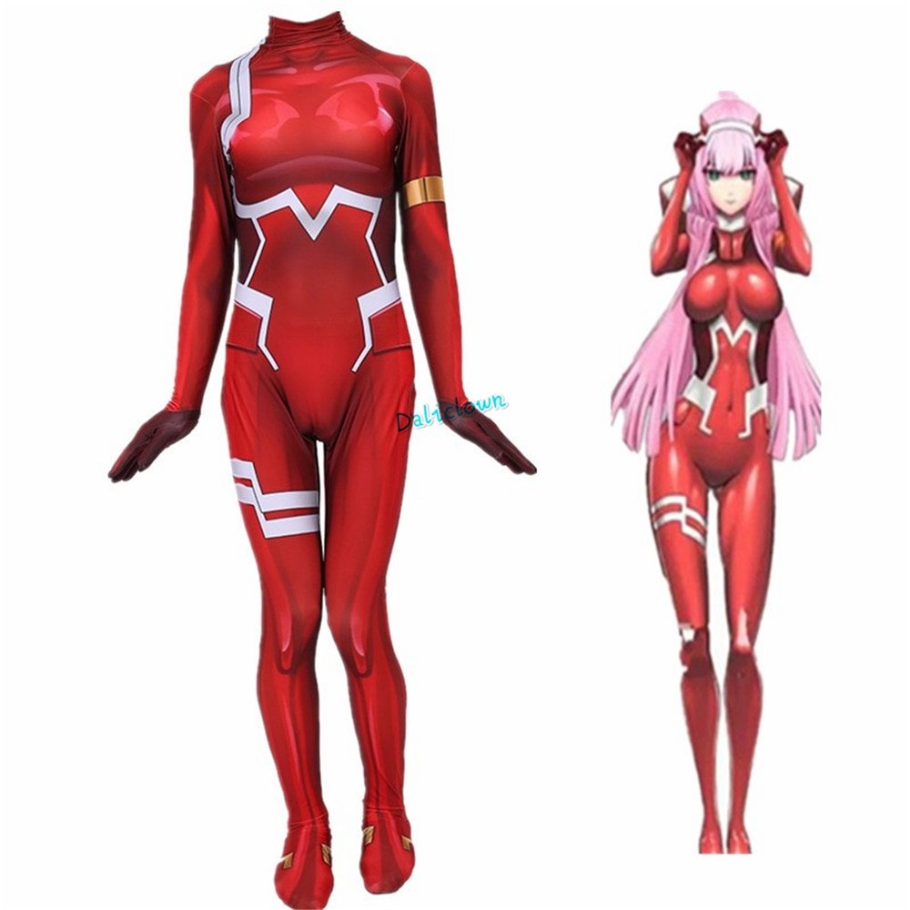 Darling In The franxx 02 Zero Two Cosplay Costume+Wig 3D Printing Bodysuit Zentai Suit - YouNameIt Anime